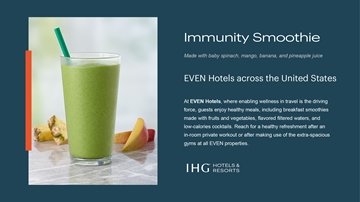 Drinkcard immunity smoothie at even hotels