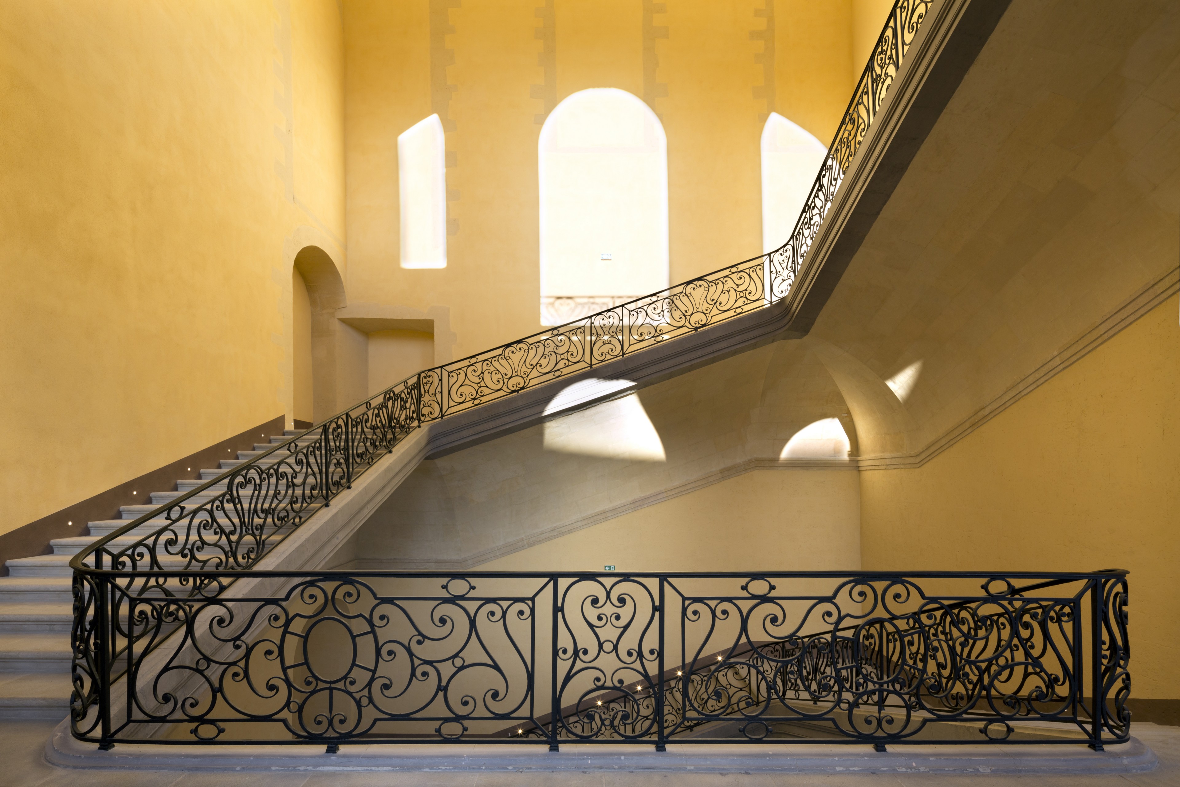 Original historic staircase at intercontinental marseille hotel dieu