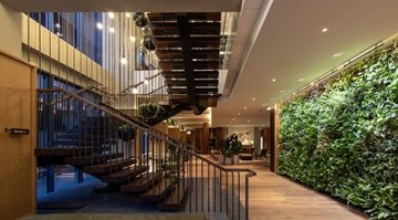 Neighbourhood-inspired design details in the lobby of Hotel Indigo Kuala Lumpur on the Park 