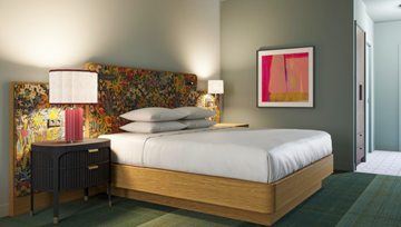 Guest room rendering, voco Ardez Hotel Sunnyvale. 
