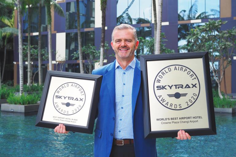 Crowne Plaza Changi Airport - Mr Bruno Cristol, General Manager, with the awards